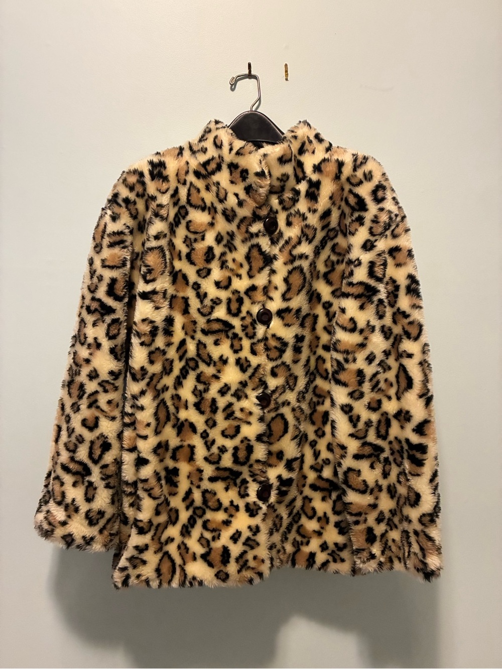 Vintage lined Leopard Print Faux Fur Coat